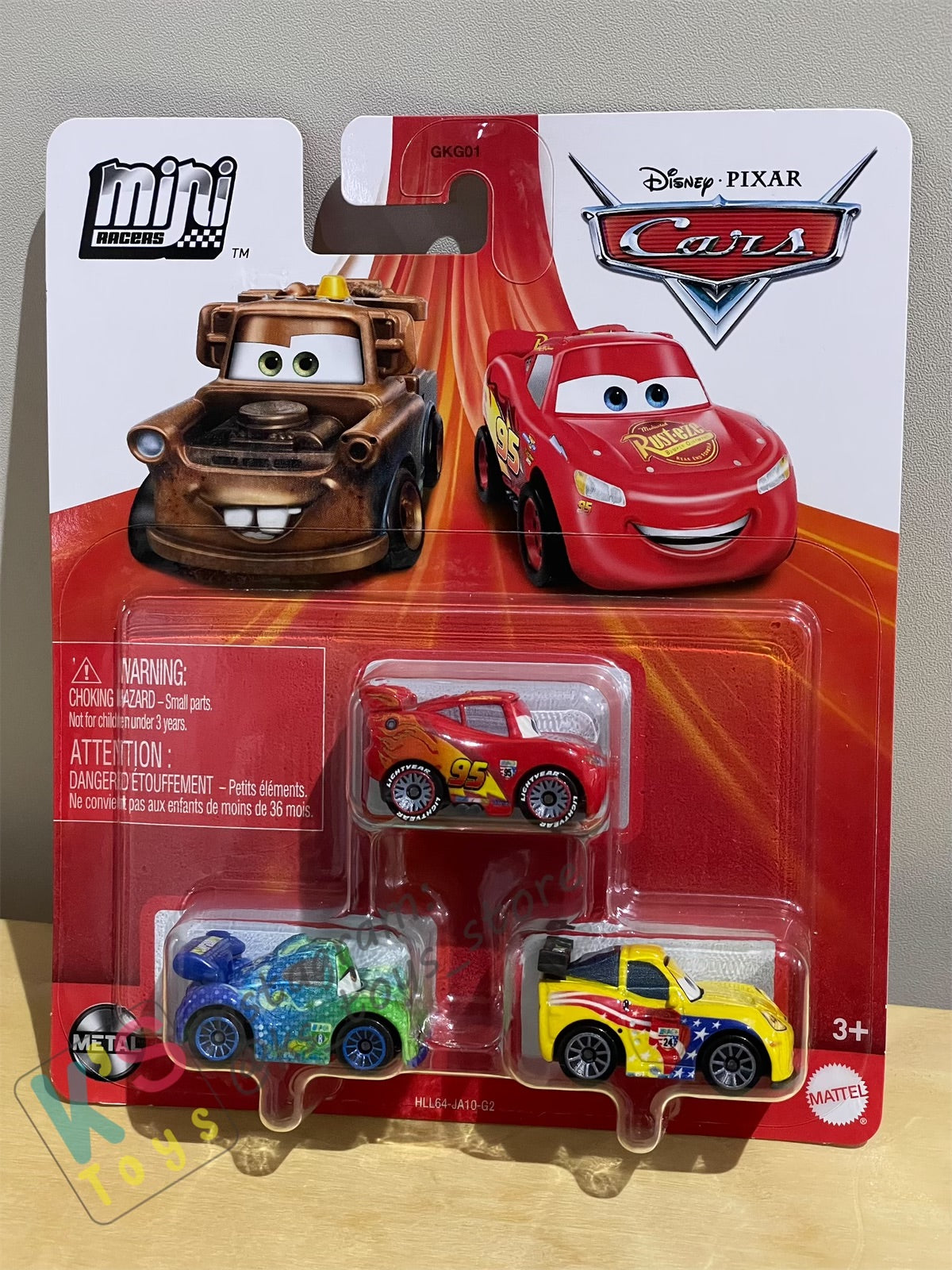 MINI RACERS DISNEY PIXAR CARS 3-PACK DIRT JEFF GORVETTE, LIGHTNING MCQUEEN WITH RACING WHEELS, AND CARLA VELOSO  - BNIP