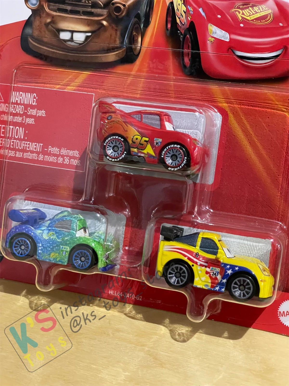 MINI RACERS DISNEY PIXAR CARS 3-PACK DIRT JEFF GORVETTE, LIGHTNING MCQUEEN WITH RACING WHEELS, AND CARLA VELOSO  - BNIP