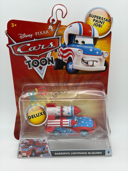 DELUXE DISNEY PIXAR CARS "DAREDEVIL LIGHTNING MCQUEEN" MATER THE GREATER SERIES - Cars Toon - BNIP