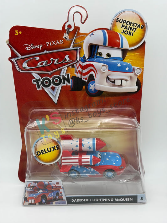 DELUXE DISNEY PIXAR CARS "DAREDEVIL LIGHTNING MCQUEEN" MATER THE GREATER SERIES - Cars Toon - BNIP