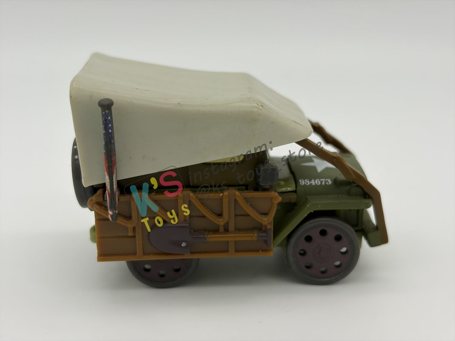 PRE-OWNED / LOOSE DISNEY PIXAR CARS BY MATTEL - "STANLEY DAYS SARGE" RADIATOR SPRINGS 500 1/2 SERIES - GOOD CONDITION - READ DESCRIPTION!!!!!!!!!!