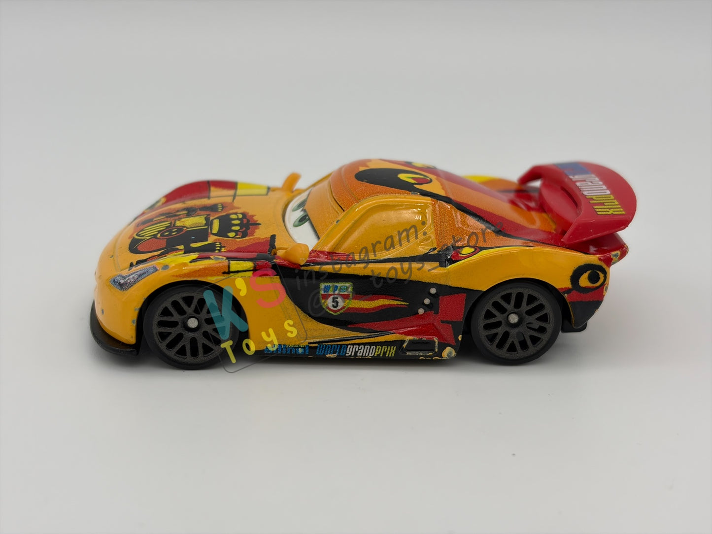 PRE-OWNED / LOOSE DISNEY PIXAR CARS BY MATTEL - "MIGUEL CAMINO" - CARS 2 SERIES - PLAYED CONDITION - READ DESCRIPTION!!!!!!!!!!!