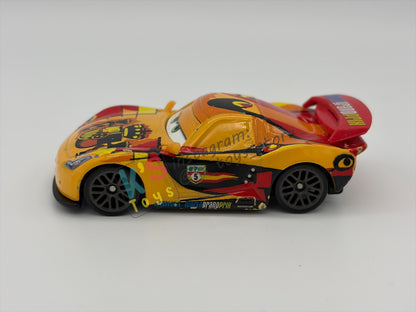 PRE-OWNED / LOOSE DISNEY PIXAR CARS BY MATTEL - "MIGUEL CAMINO" - CARS 2 SERIES - PLAYED CONDITION - READ DESCRIPTION!!!!!!!!!!!