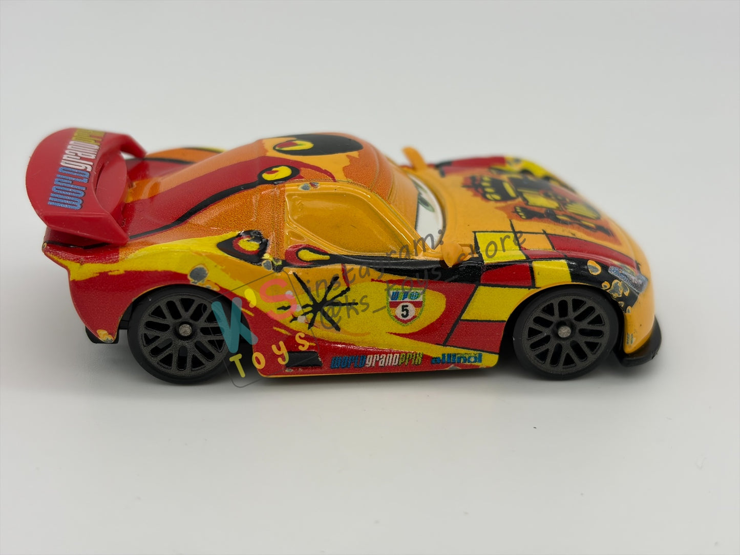 PRE-OWNED / LOOSE DISNEY PIXAR CARS BY MATTEL - "MIGUEL CAMINO" - CARS 2 SERIES - PLAYED CONDITION - READ DESCRIPTION!!!!!!!!!!!