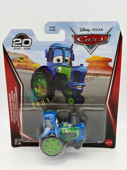 DISNEY PIXAR CARS 1:55 BY MATTEL - "CLUTCH AID RACING TRACTOR" 2026 RE-RELEASED 20TH ANNIVERSARY CARD - BNIP