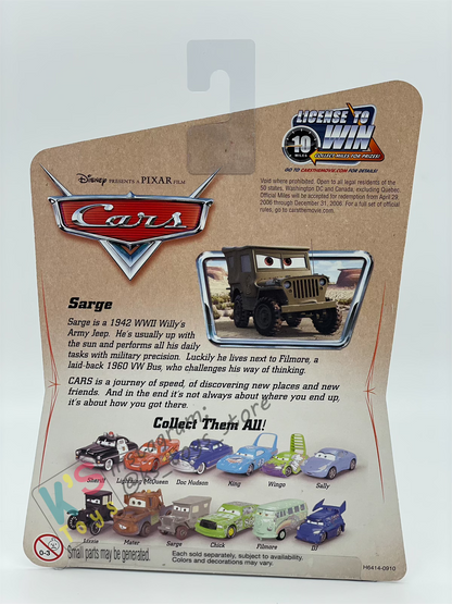DISNEY PIXAR CARS 1:55 BY MATTEL, SARGE - FIRST RELEASED CARS SERIES - BNIP