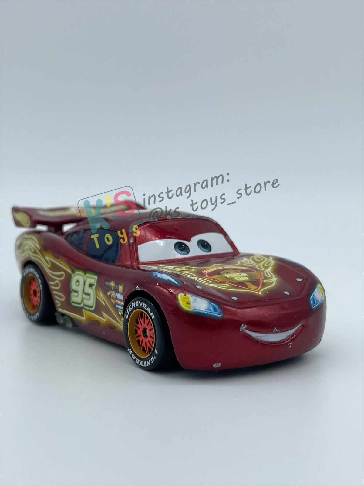PRE-OWNED / LOOSE DISNEY PIXAR CARS - "NEON METALLIC DECO LIGHNTING MCQUEEN" NEON SERIES - FAIR CONDITION