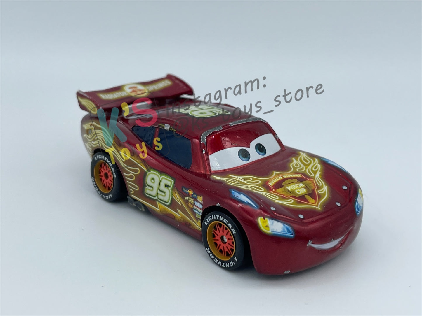 PRE-OWNED / LOOSE DISNEY PIXAR CARS - "NEON METALLIC DECO LIGHNTING MCQUEEN" NEON SERIES - FAIR CONDITION
