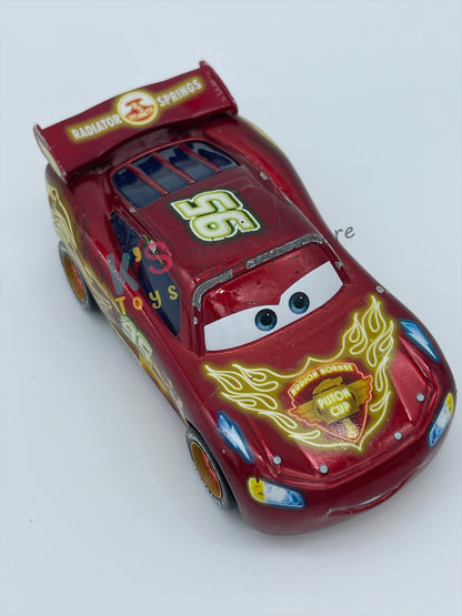 PRE-OWNED / LOOSE DISNEY PIXAR CARS - "NEON METALLIC DECO LIGHNTING MCQUEEN" NEON SERIES - FAIR CONDITION