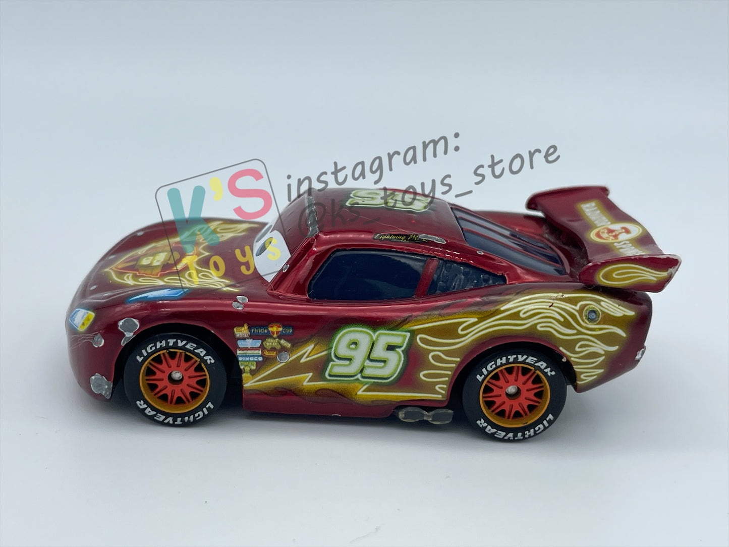 PRE-OWNED / LOOSE DISNEY PIXAR CARS - "NEON METALLIC DECO LIGHNTING MCQUEEN" NEON SERIES - FAIR CONDITION