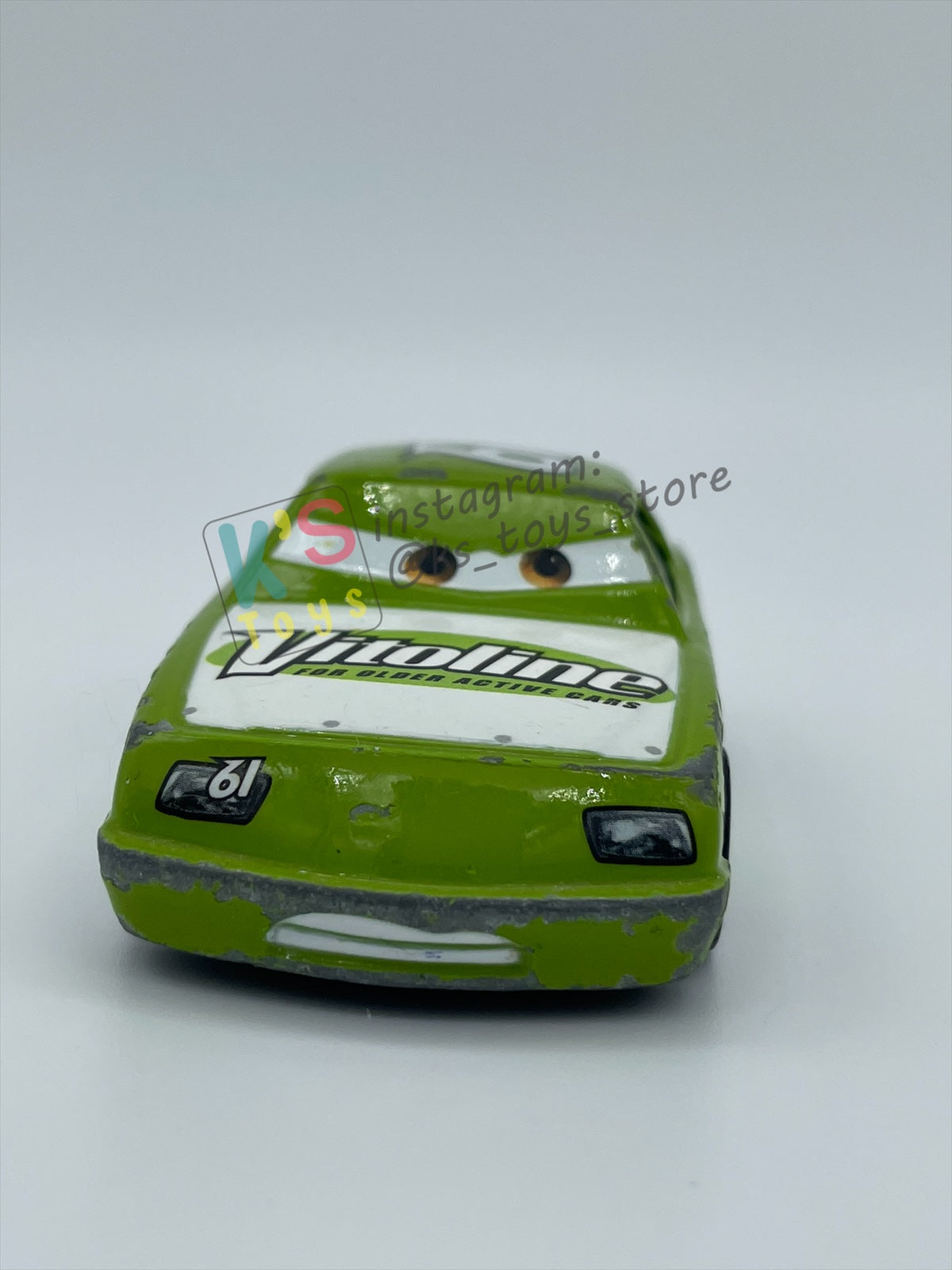 FREE ITEM!!!!! LOOSE DISNEY PIXAR CARS - "VITOLINE - JAMES CLEANAIR" CARS SERIES - WELL LOVED/PLAYED CONDITION