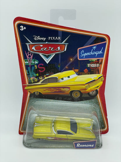 DISNEY PIXAR CARS 1:55 BY MATTEL, YELLOW RAMONE - SUPERCHARGED SERIES - BNIP