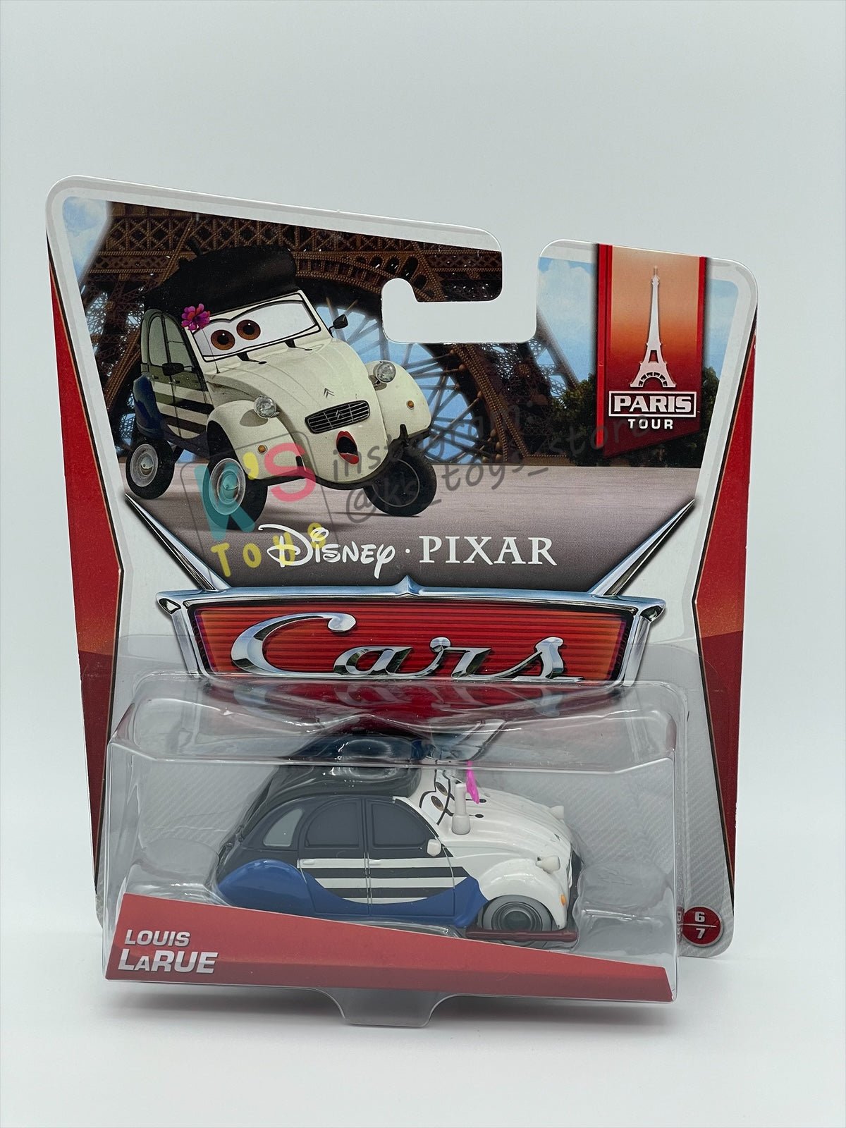 DISNEY PIXAR CARS 1:55 BY MATTEL, LOUIS LARUE - CARS 2 - PARIS SERIES - BNIP