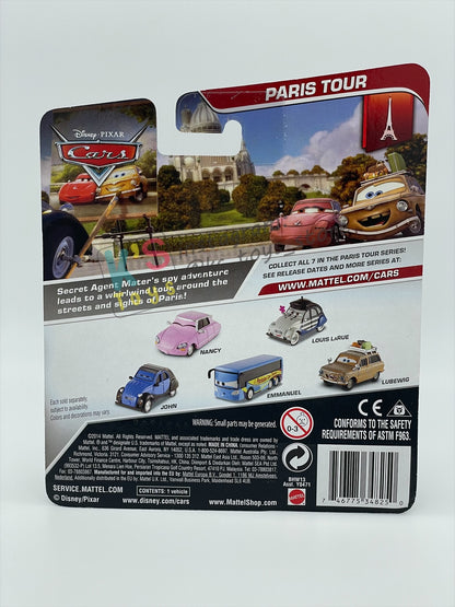 DISNEY PIXAR CARS 1:55 BY MATTEL, LOUIS LARUE - CARS 2 - PARIS SERIES - BNIP