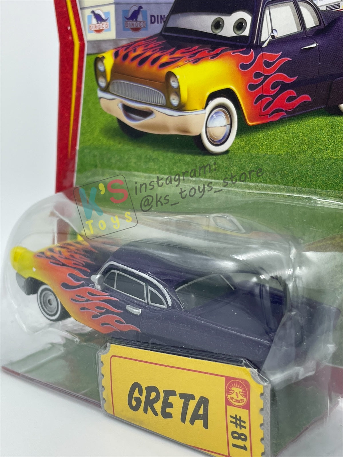 DISNEY PIXAR CARS 1:55 BY MATTEL, "GRETA" - RACE ORAMA SERIES - BNIP
