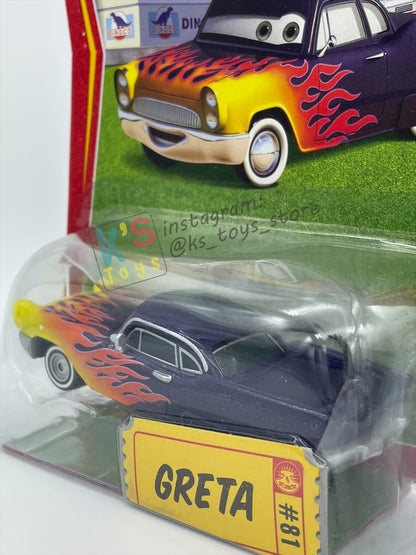 DISNEY PIXAR CARS 1:55 BY MATTEL, "GRETA" - RACE ORAMA SERIES - BNIP