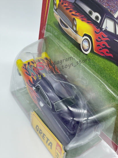 DISNEY PIXAR CARS 1:55 BY MATTEL, "GRETA" - RACE ORAMA SERIES - BNIP