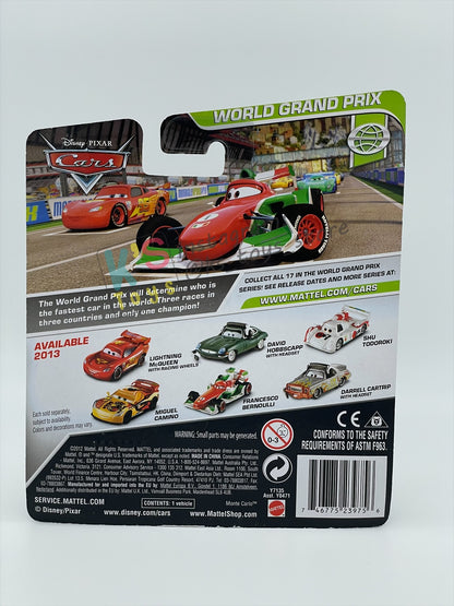 DISNEY PIXAR CARS BY MATTEL, DARRELL CARTRIP WITH HEADSET - WGP SERIES - BNIP