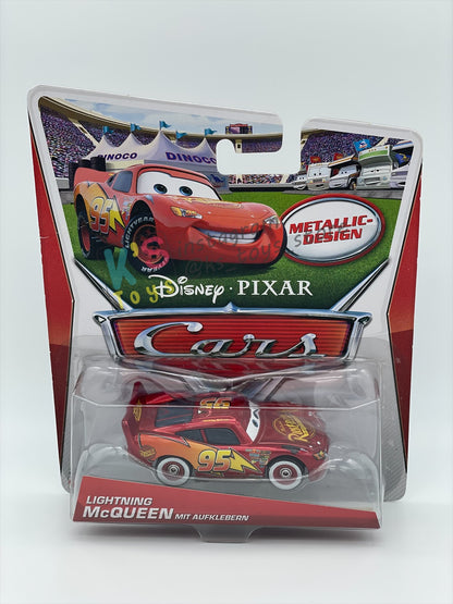 RARE DISNEY PIXAR CARS 1:55 BY MATTEL - LIGHTNING MCQUEEN MIT AUFKLEBERN - GERMANY PROMO RELEASED - BNIP