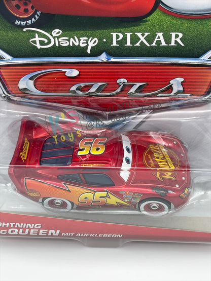 RARE DISNEY PIXAR CARS 1:55 BY MATTEL - LIGHTNING MCQUEEN MIT AUFKLEBERN - GERMANY PROMO RELEASED - BNIP