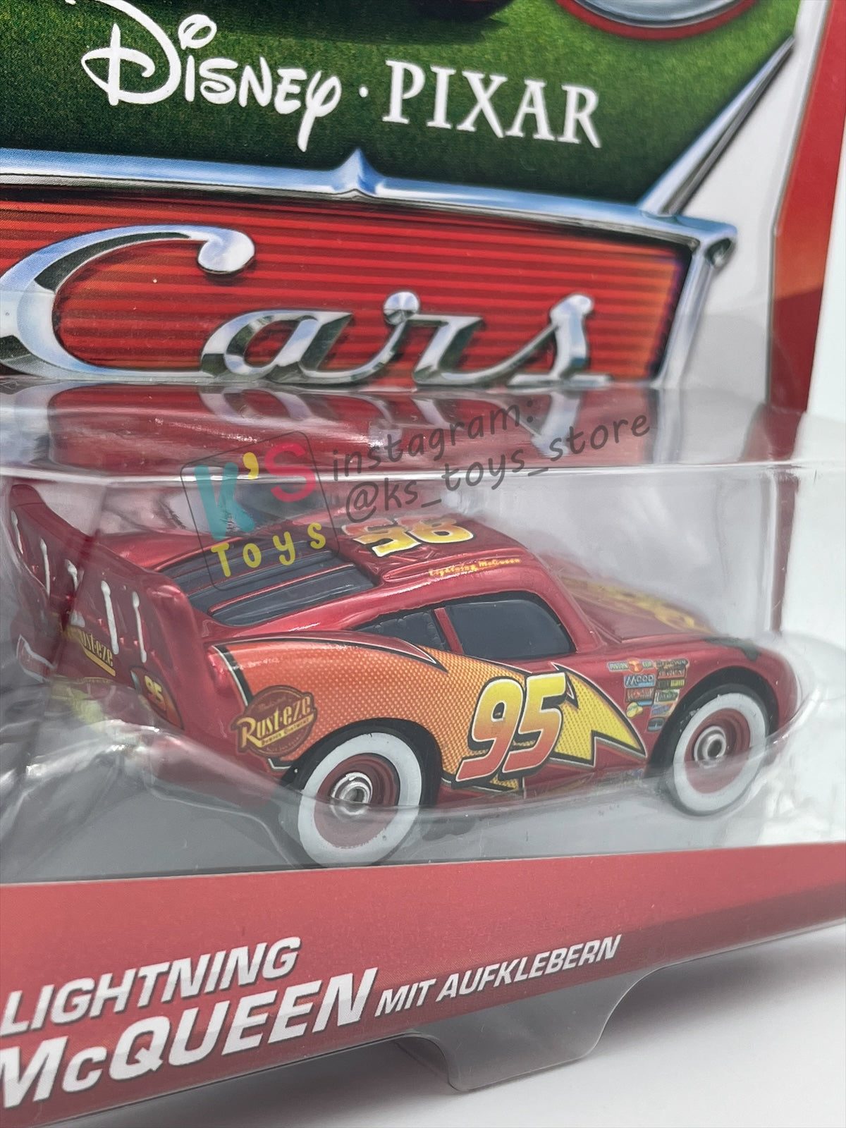 RARE DISNEY PIXAR CARS 1:55 BY MATTEL - LIGHTNING MCQUEEN MIT AUFKLEBERN - GERMANY PROMO RELEASED - BNIP