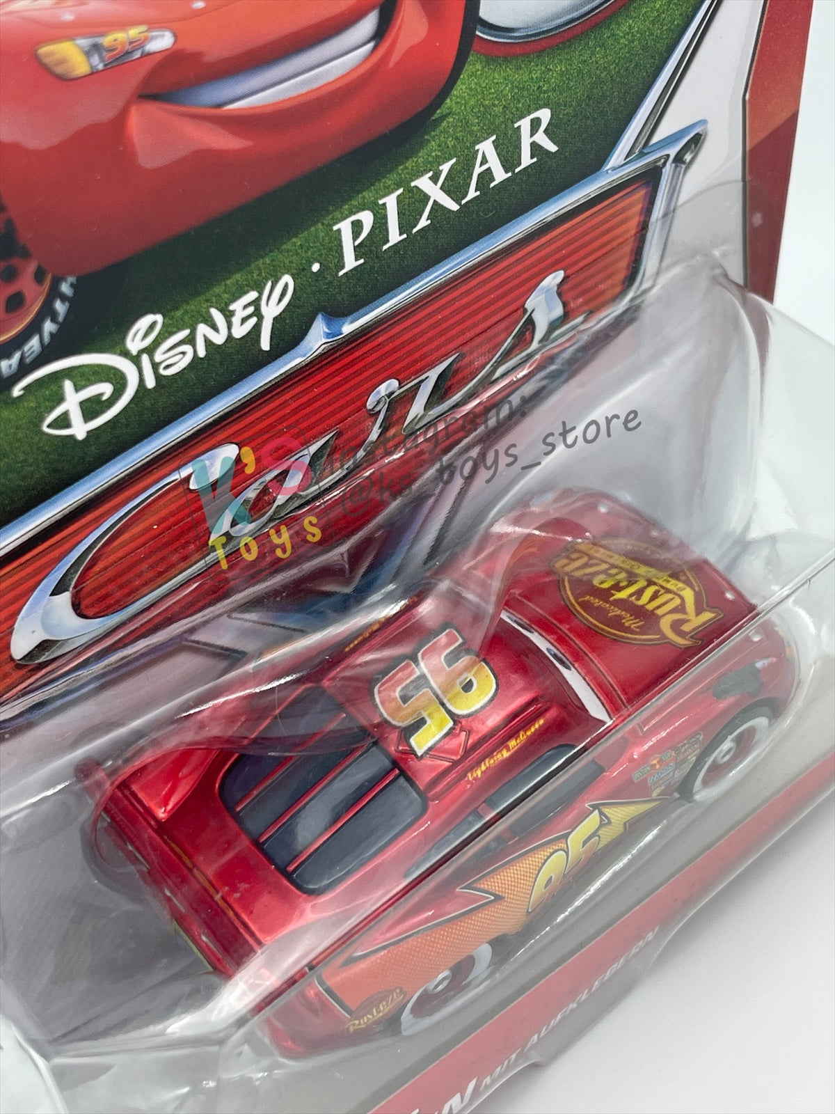 RARE DISNEY PIXAR CARS 1:55 BY MATTEL - LIGHTNING MCQUEEN MIT AUFKLEBERN - GERMANY PROMO RELEASED - BNIP