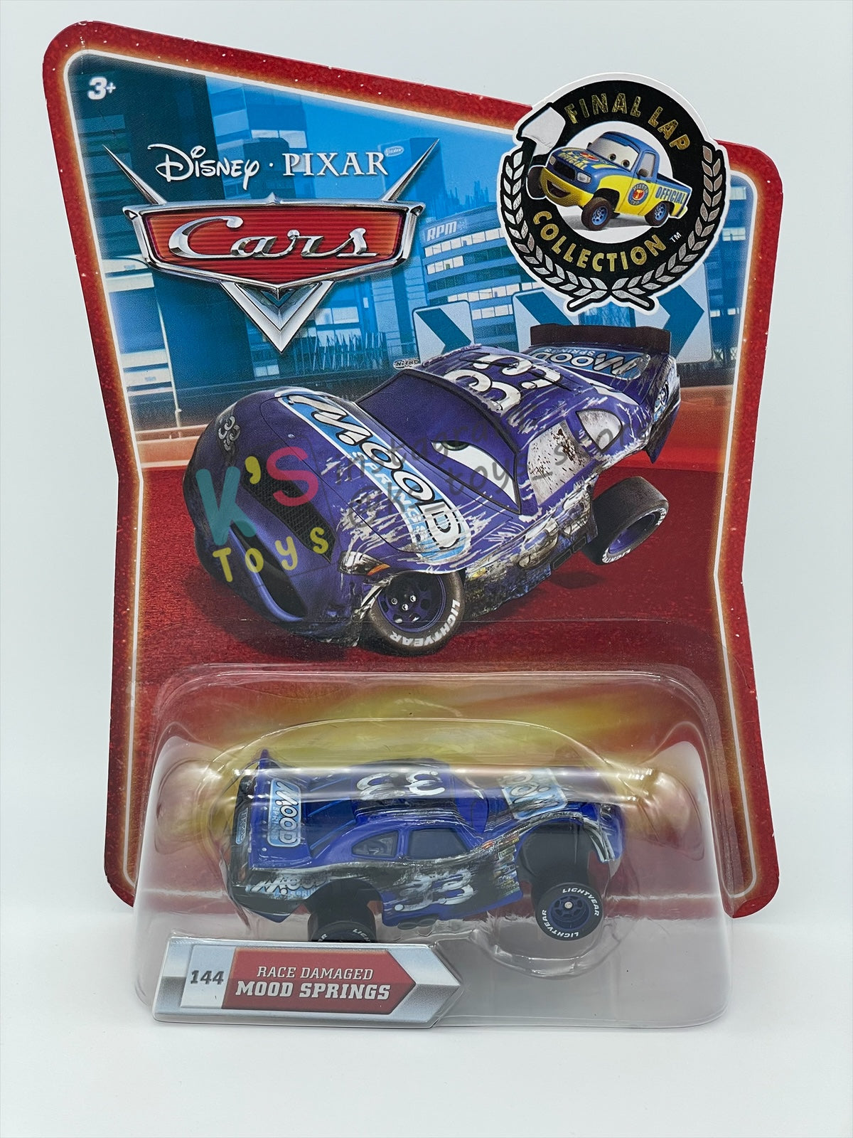 DISNEY PIXAR CARS 1:55 BY MATTEL - RACE DAMAGED MOOD SPRING - FINAL LAP SERIES - BNIP