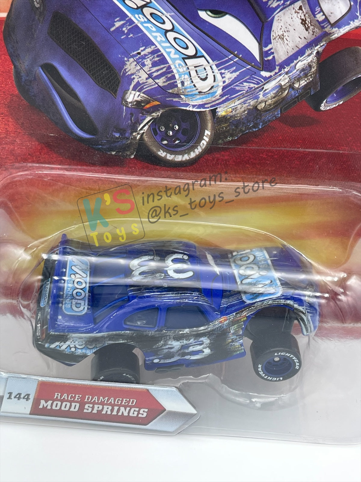 DISNEY PIXAR CARS 1:55 BY MATTEL - RACE DAMAGED MOOD SPRING - FINAL LAP SERIES - BNIP
