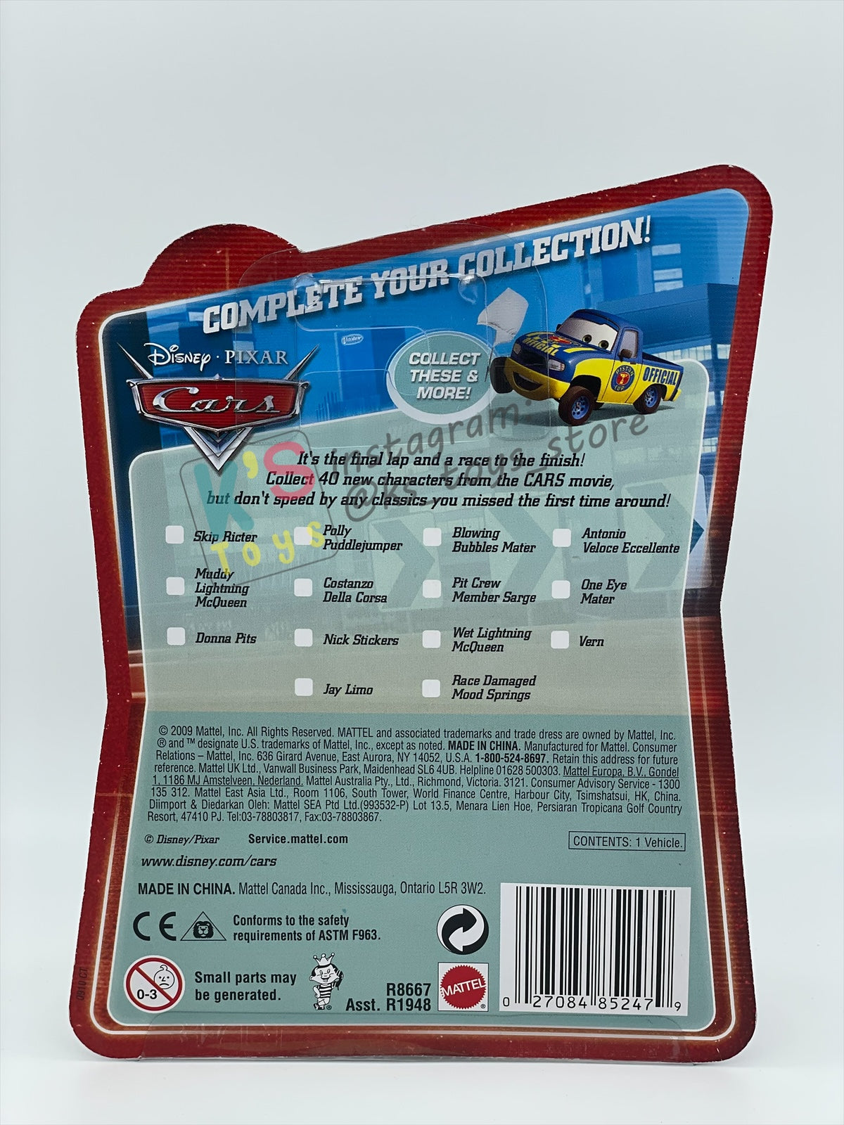 DISNEY PIXAR CARS 1:55 BY MATTEL - RACE DAMAGED MOOD SPRING - FINAL LAP SERIES - BNIP