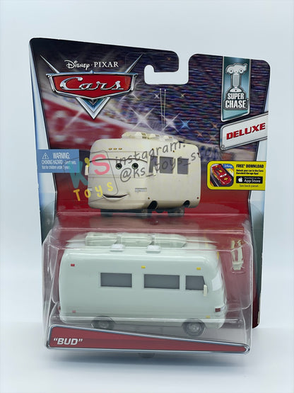 RARE DELUXE DISNEY PIXAR CARS BY MATTEL, "BUD" SUPER CHASE - BNIP READ DESCRIPTION!!!!!!