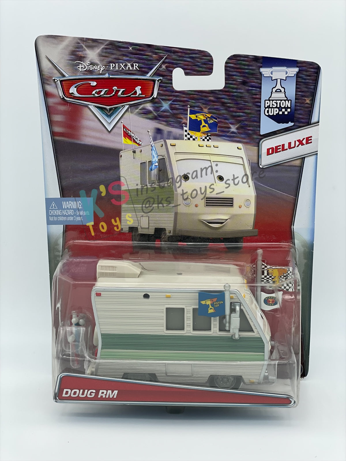 RARE DELUXE DISNEY PIXAR CARS BY MATTEL, "DOUG RM" - BNIP