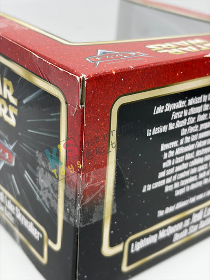 RARE EXCLUSIVE DISNEY PIXAR CARS BY DISNEY PARKS, "LIGHTNING MCQUEEN AS JEDI LUKE SKYWALKER DEATH STAR BATTLE" STAR WARS SERIES - BNIP