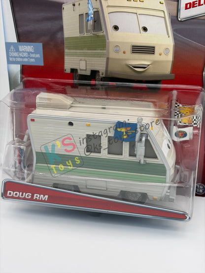 RARE DELUXE DISNEY PIXAR CARS BY MATTEL, "DOUG RM" PISTON CUP SERIES - BNIP