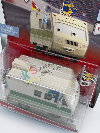 RARE DELUXE DISNEY PIXAR CARS BY MATTEL, "DOUG RM" PISTON CUP SERIES - BNIP