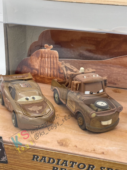 RARE DISNEY PIXAR CARS BY MATTEL, BUNDLE SET OF 2 GIFT SET TIME TRAVEL MATER - 1X RADIATOR SPRINGS BEGINNINGS 3-PACK GIFT SET AND 1X THE WEDDING DAY 2-PACK GIFT SET - BNIB