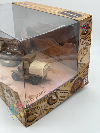 RARE DISNEY PIXAR CARS BY MATTEL, BUNDLE SET OF 2 GIFT SET TIME TRAVEL MATER - 1X RADIATOR SPRINGS BEGINNINGS 3-PACK GIFT SET AND 1X THE WEDDING DAY 2-PACK GIFT SET - BNIB