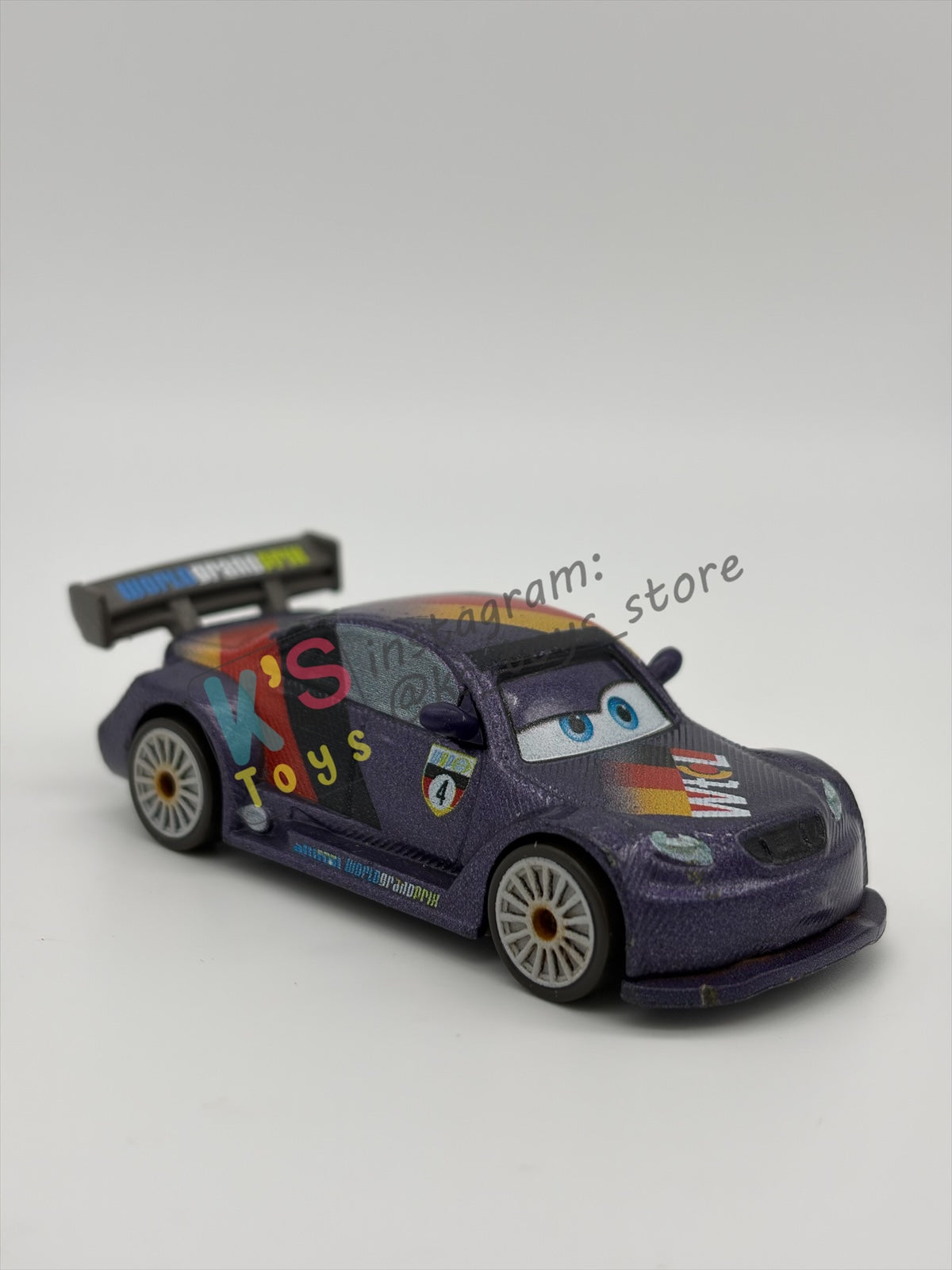 PRE-OWNED / LOOSE DISNEY PIXAR CARS BY MATTEL - "MAX SCHNELLS" - CARS 2 SERIES - PLAYED CONDITION - READ DESCRIPTION!!!!!!!!!!!
