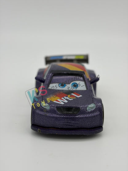 PRE-OWNED / LOOSE DISNEY PIXAR CARS BY MATTEL - "MAX SCHNELLS" - CARS 2 SERIES - PLAYED CONDITION - READ DESCRIPTION!!!!!!!!!!!