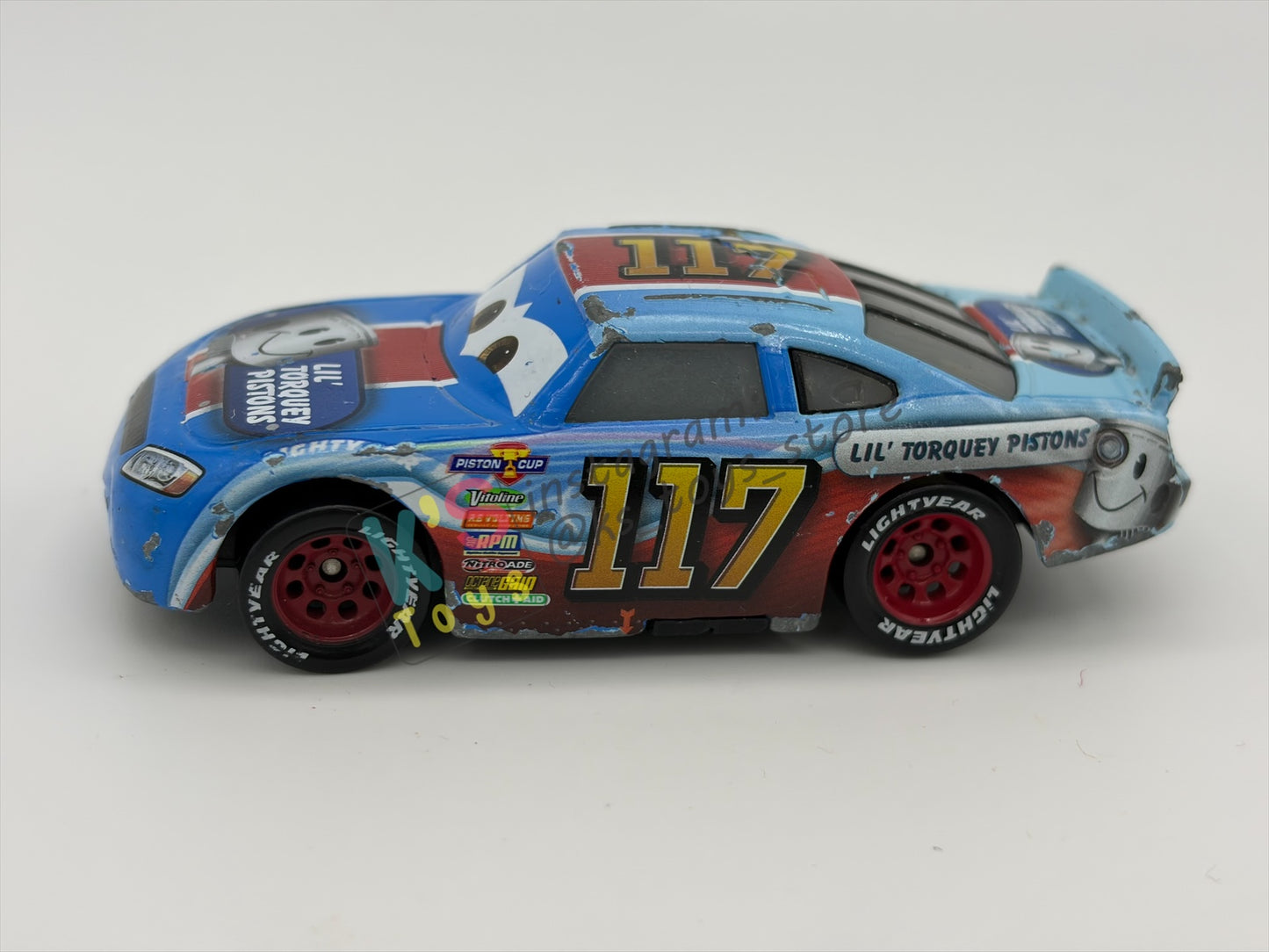 PRE-OWNED / LOOSE DISNEY PIXAR CARS - "RALPH CARLOW #117 LIL'S TORQUEY PISTONS" CARS 3 - PLAYED CONDITION