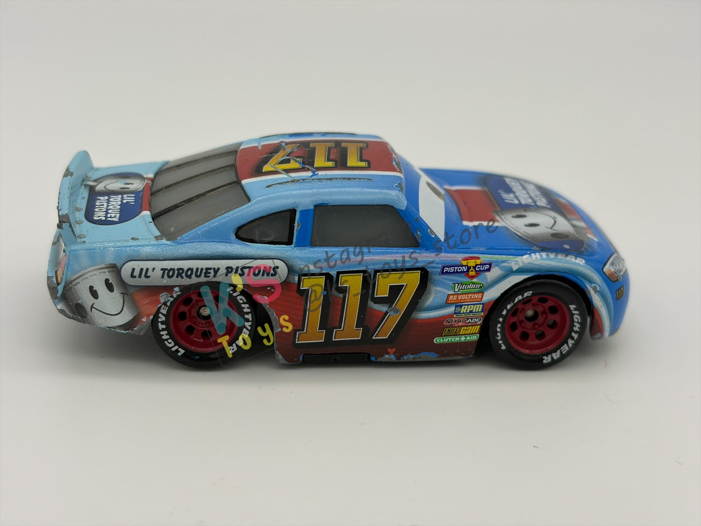 PRE-OWNED / LOOSE DISNEY PIXAR CARS - "RALPH CARLOW #117 LIL'S TORQUEY PISTONS" CARS 3 - PLAYED CONDITION