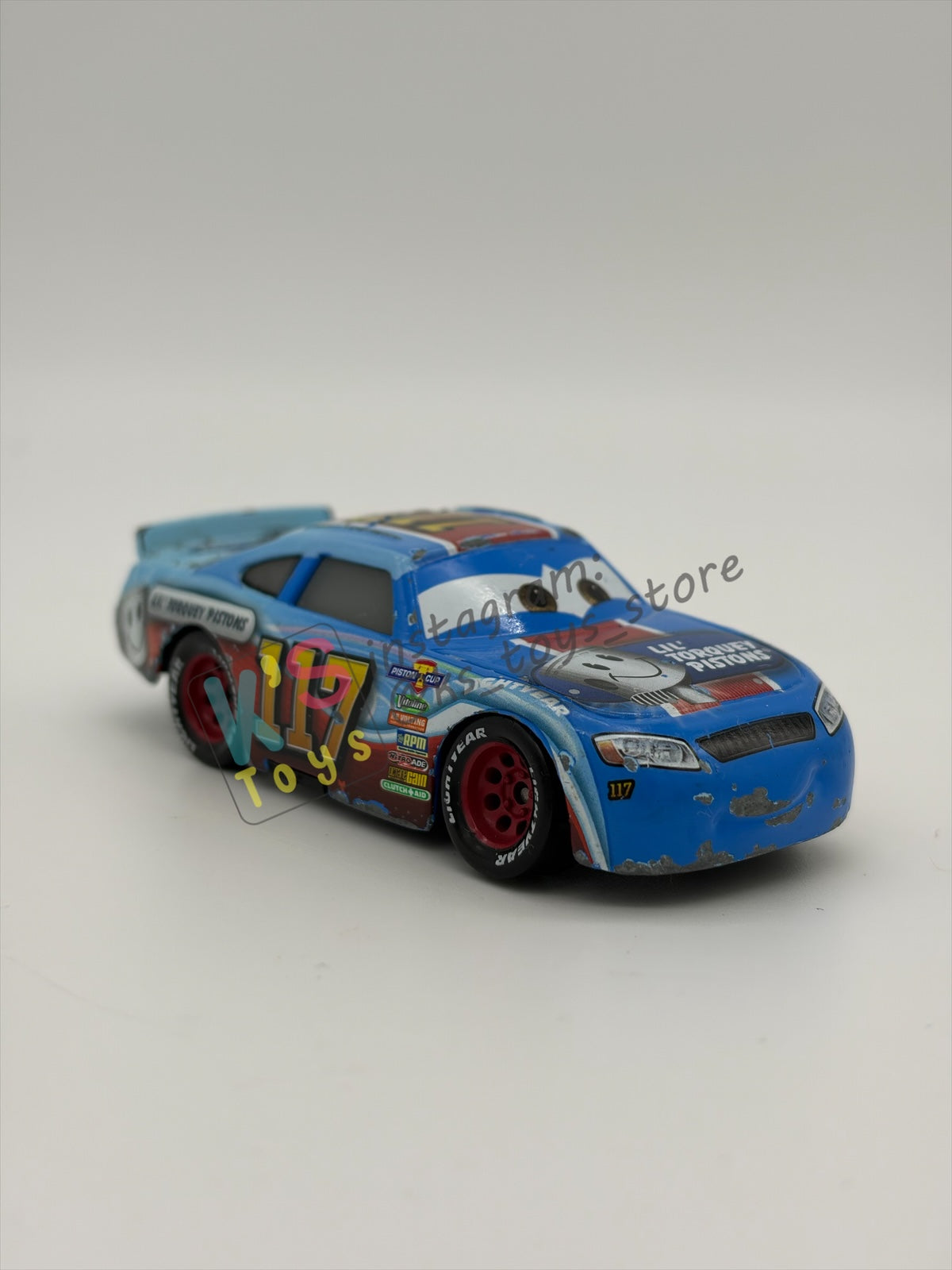 PRE-OWNED / LOOSE DISNEY PIXAR CARS - "RALPH CARLOW #117 LIL'S TORQUEY PISTONS" CARS 3 - PLAYED CONDITION