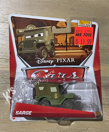 DISNEY PIXAR CARS BY MATTEL, “SARGE" WHEEL WELL MOTEL SERIES - BNIP