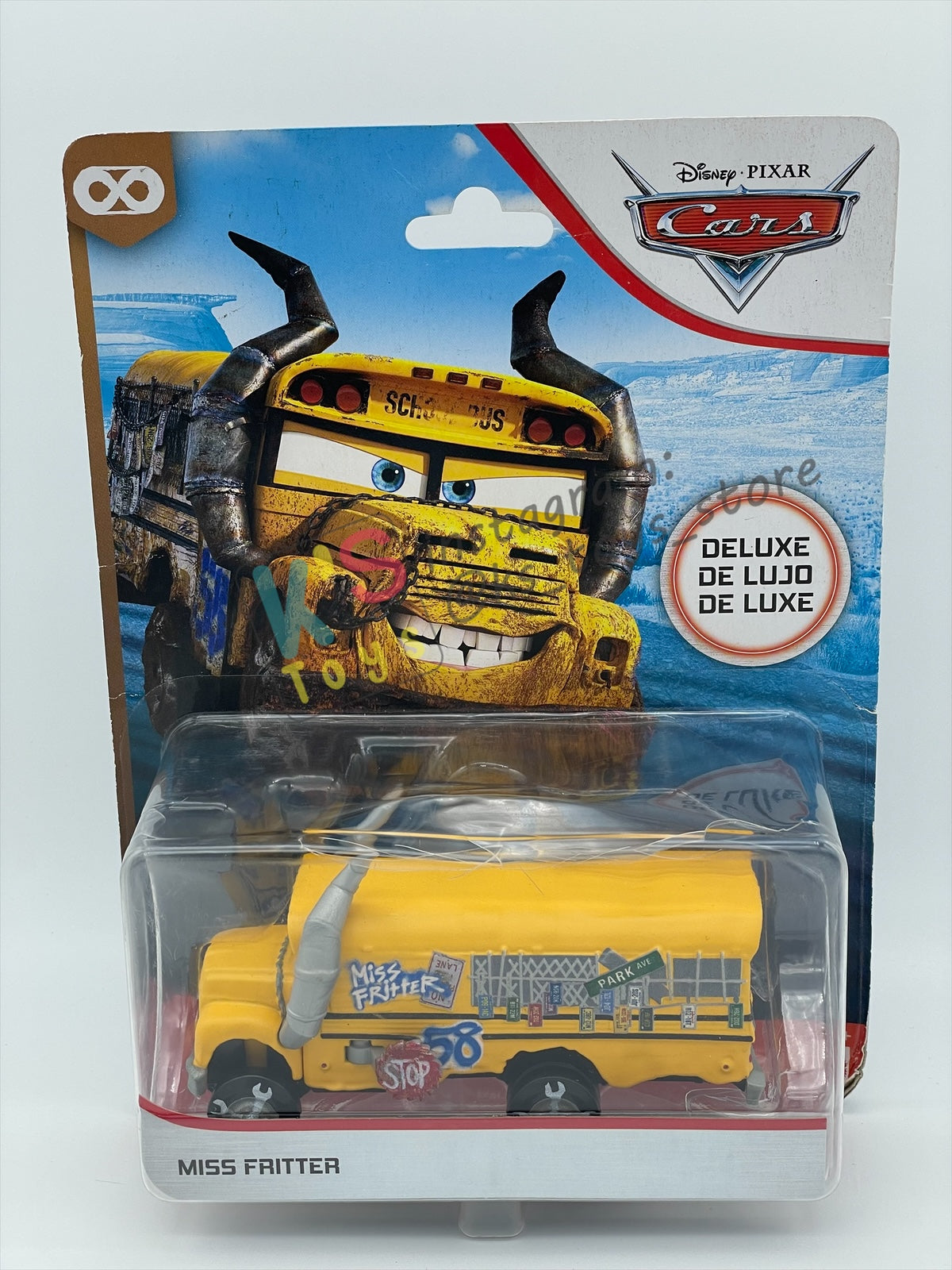DELUXE DISNEY PIXAR CARS - MISS FRITTER - THUNDER HOLLOWS SERIES - BNIP - CRACKED BLISTER!!