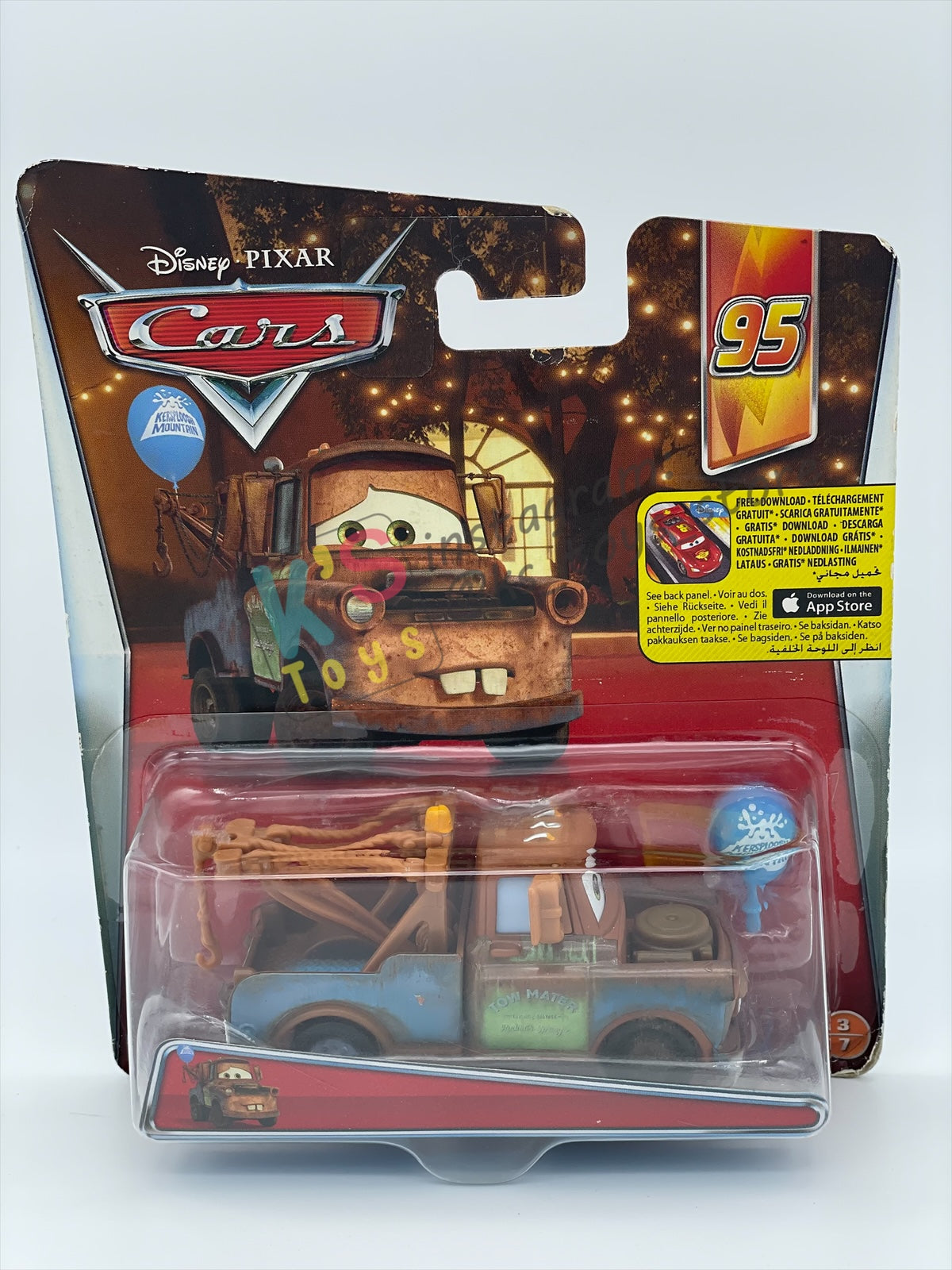 DISNEY PIXAR CARS 1:55 BY MATTEL, "MATER WITH BALLOON" - 95 RETURNS SERIES - BNIP