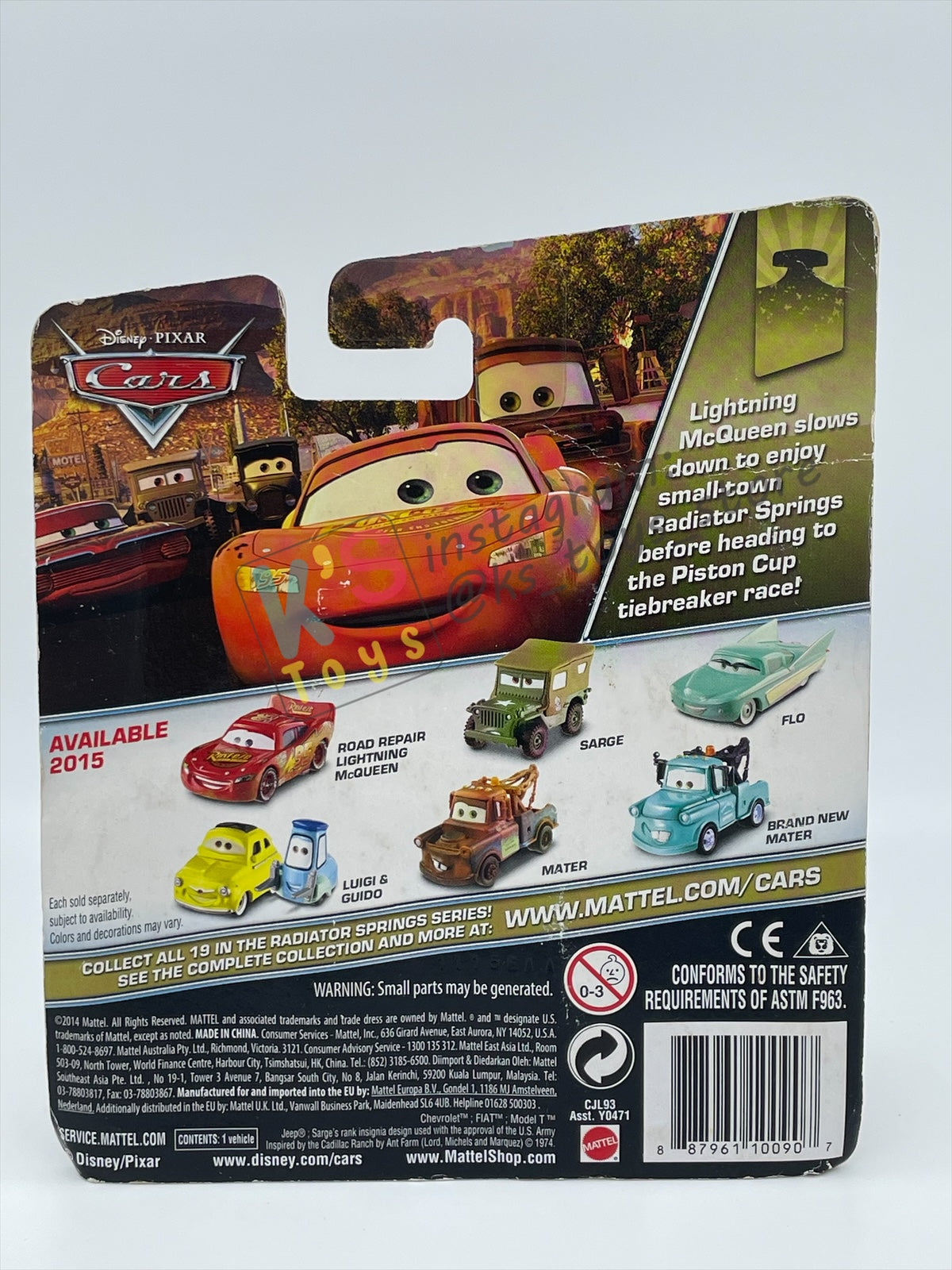 DISNEY PIXAR CARS 1:55 BY MATTEL, "ROAD REPAIR LIGHTNING MCQUEEN" - RADIATOR SPRINGS SERIES - BNIP
