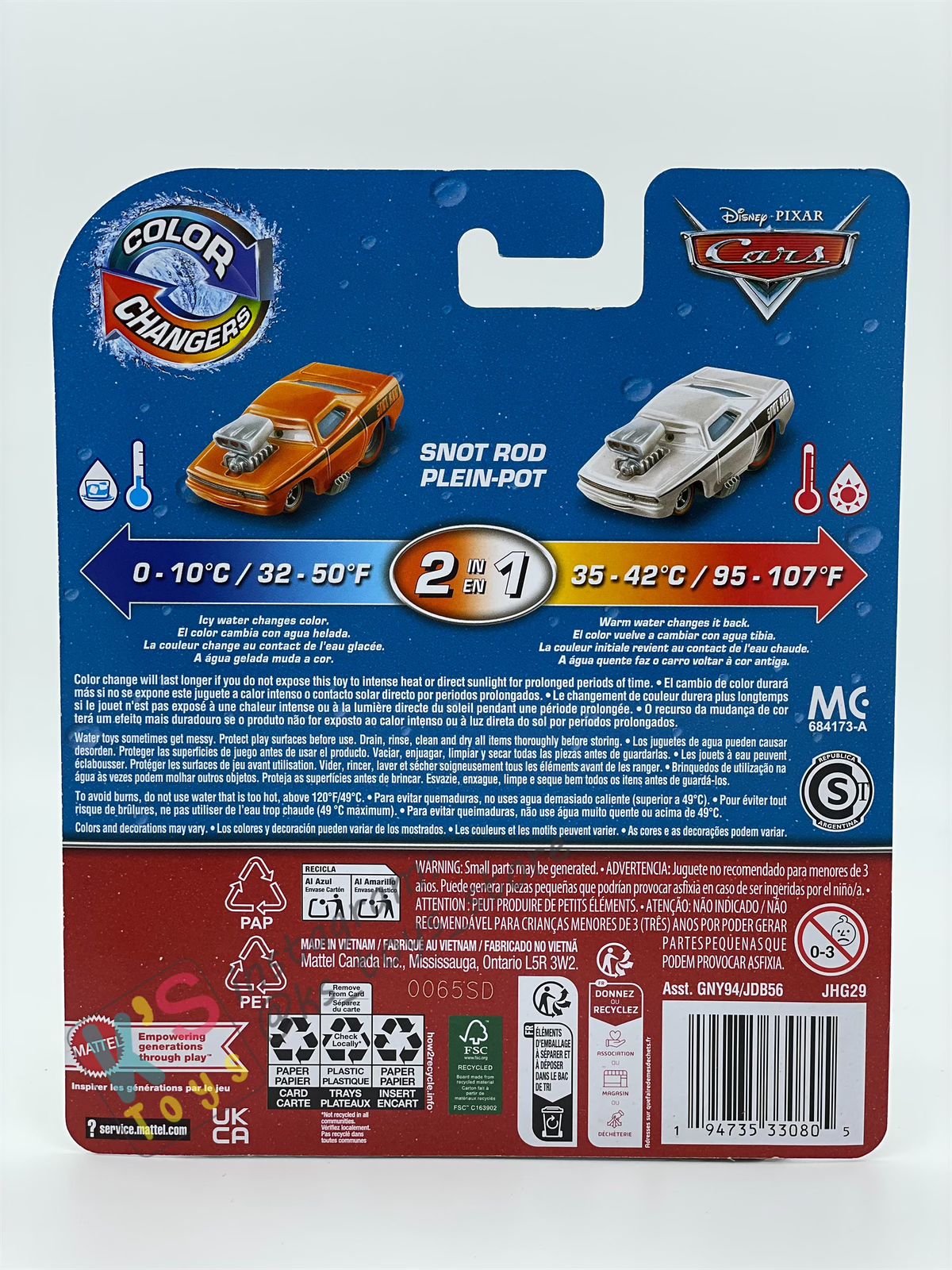 COLOR CHANGERS Disney Pixar Cars by MATTEL, SNOT ROD (ORANGE / WHITE) - 2025 NEW RELEASE - BNIP