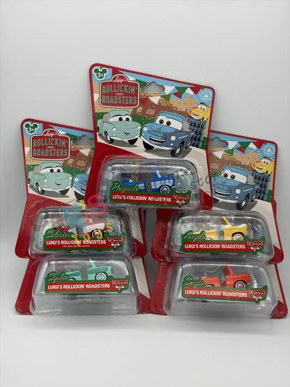 Complete Set / Bundle of 5 pcs of "LUIGI'S ROLLICKIN' ROADSTERS: SERGIO, SOPHIA, ANGELO, PASQUALE, AND SALVATORE" Exclusive Cars Land Disney Parks Cars - BNIP