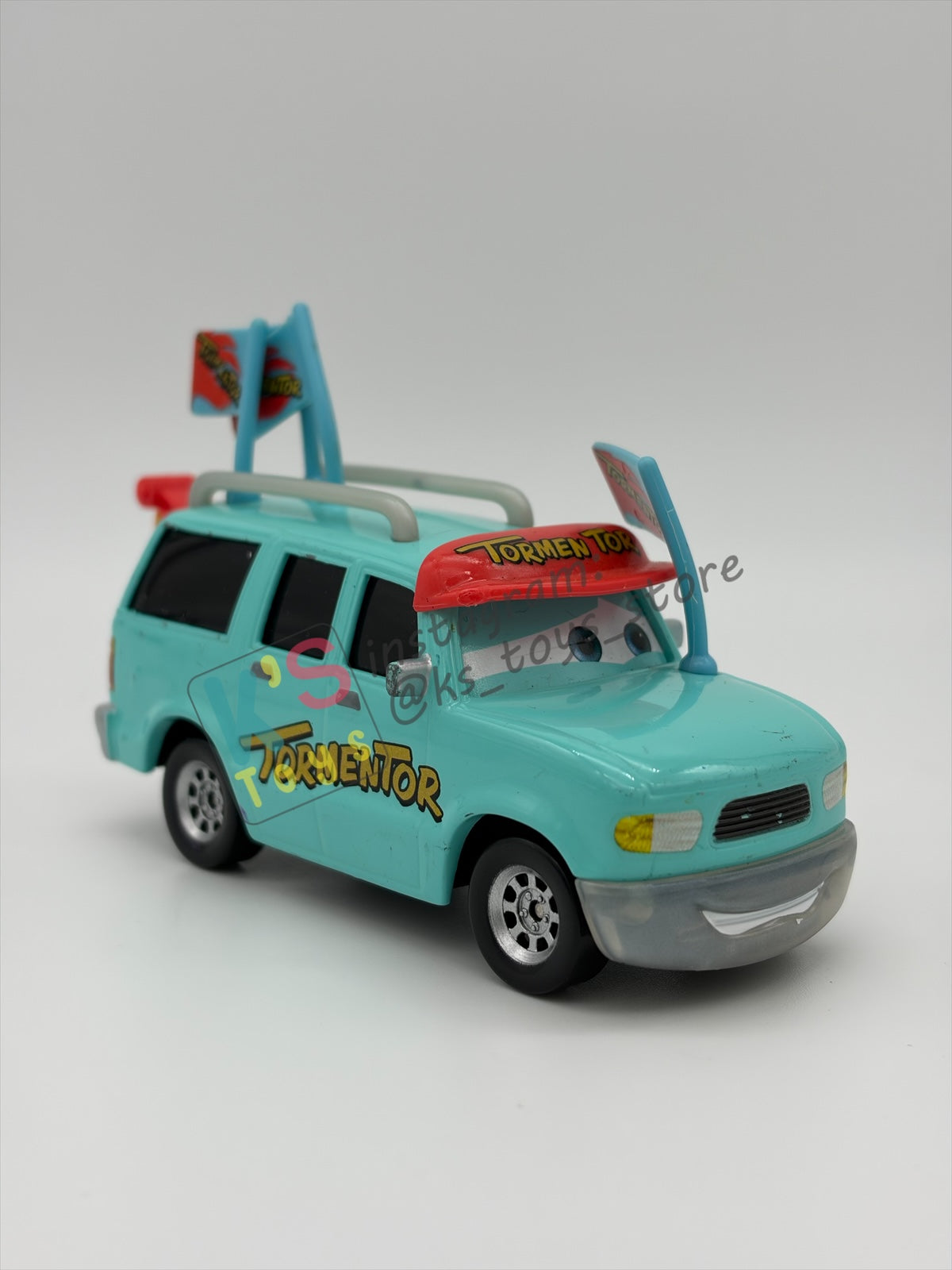 PRE-OWNED / LOOSE DISNEY PIXAR CARS BY MATTEL - "TORMENTOR’S BIGGEST FAN" MONSTER TRUCK MATER - GOOD CONDITION