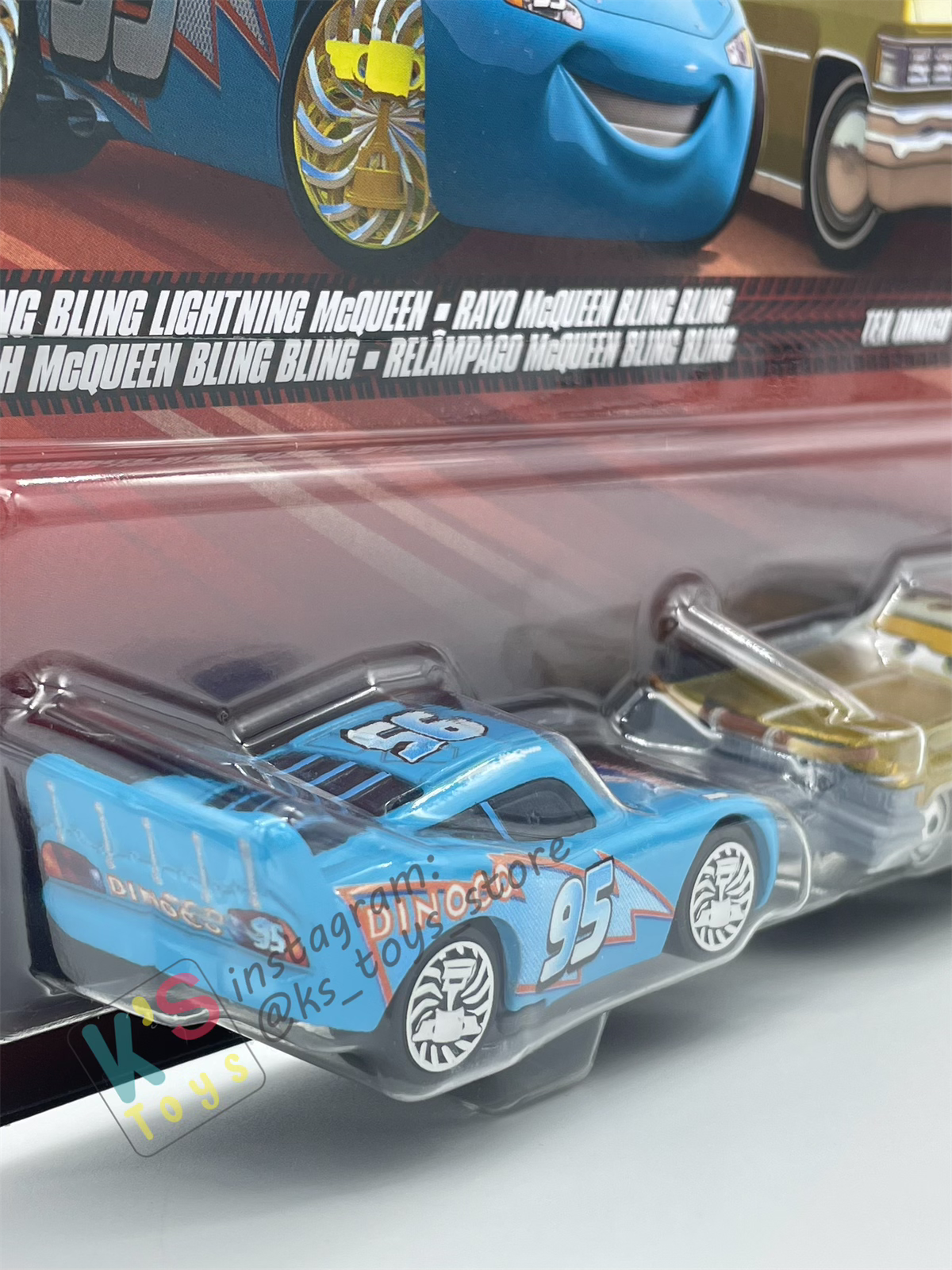 Disney Pixar Cars 1:55 by Mattel 2-Pack BLING BLING LIGHTNING MCQUEEN AND TEX DINOCO - 2025 RE-RELEASED - BNIP