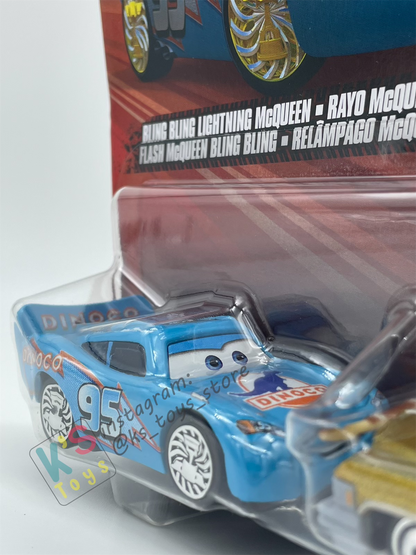 Disney Pixar Cars 1:55 by Mattel 2-Pack BLING BLING LIGHTNING MCQUEEN AND TEX DINOCO - 2025 RE-RELEASED - BNIP